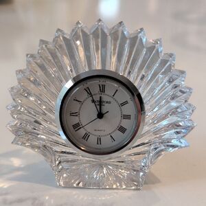 Waterford Crystal Shell Quartz Paperweight Desk Clock